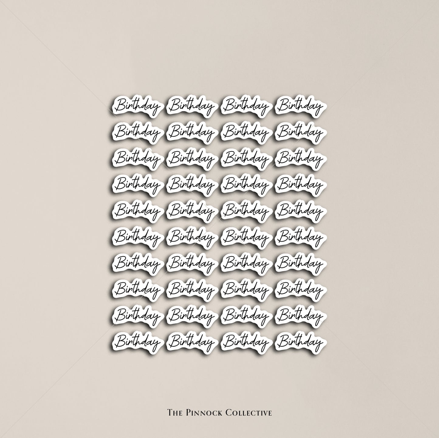 Birthday Script Text Sticker Sheet