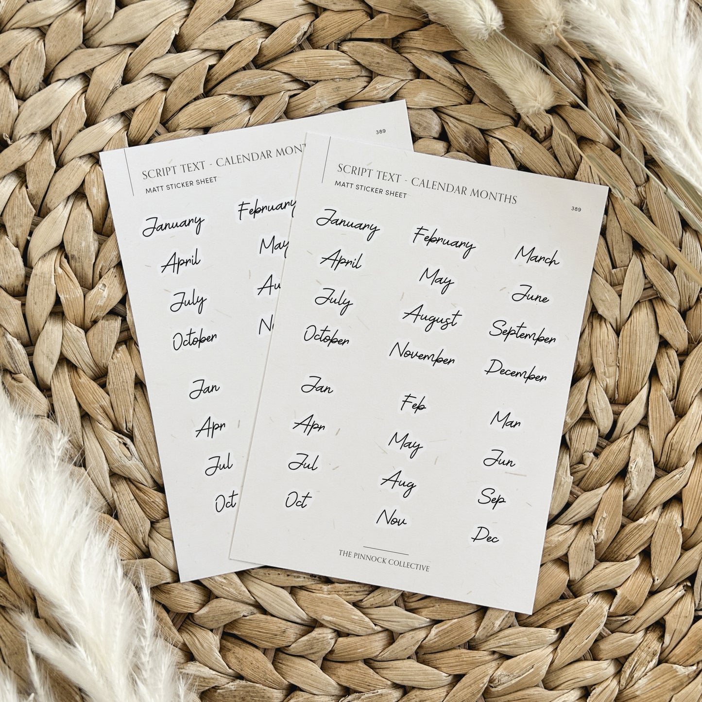 Calendar Months Script Text Sticker Sheet