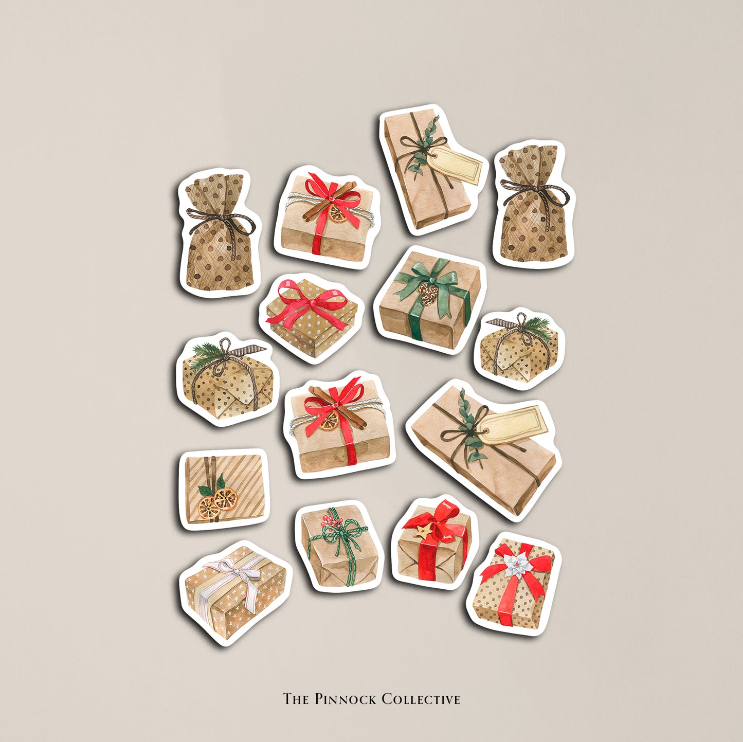 Watercolour Christmas Presents Sticker Sheet