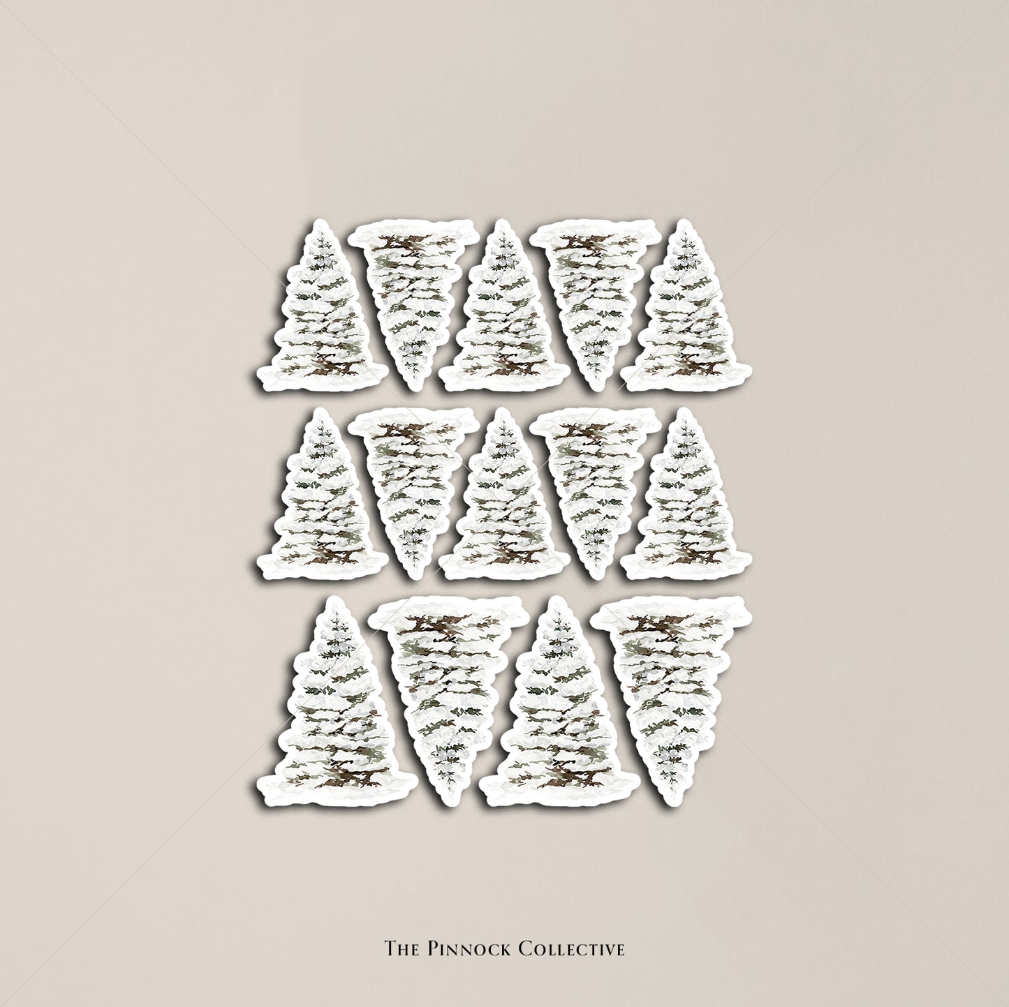 Watercolour Christmas Trees Sticker Sheet