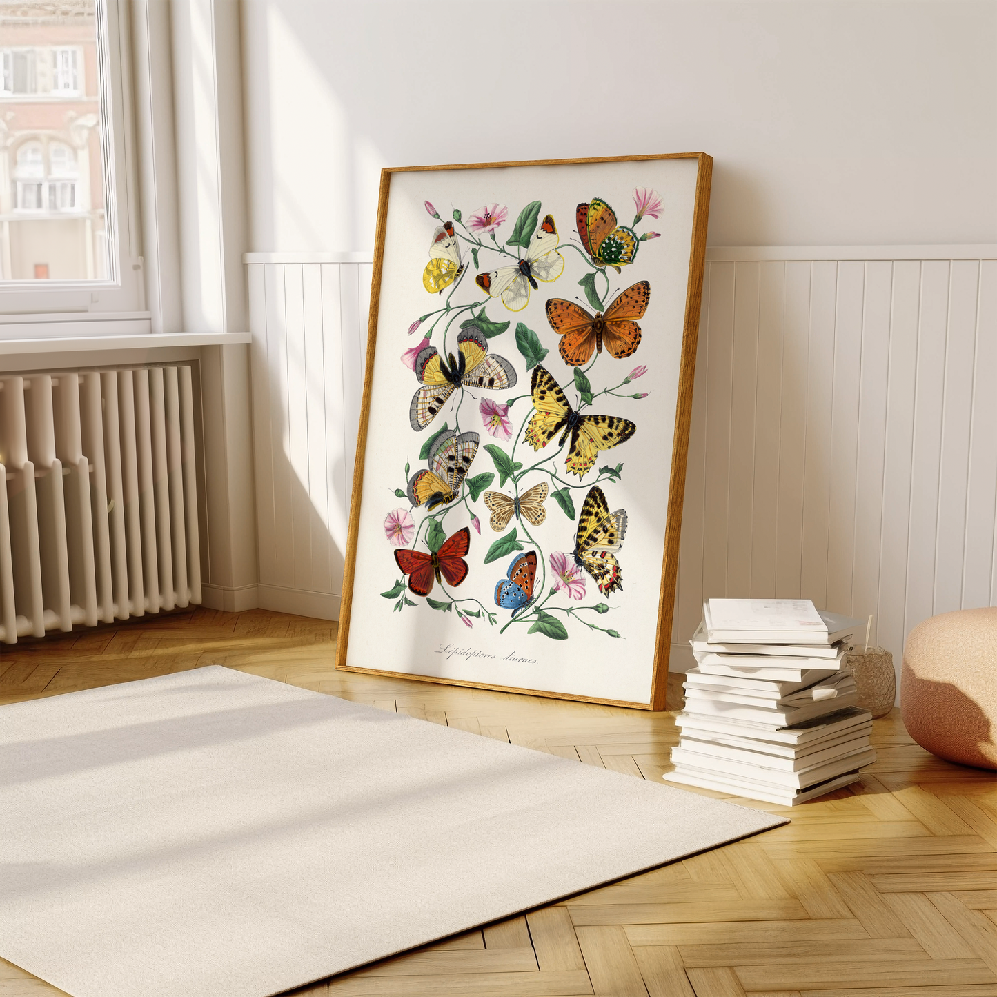 Vintage Floral Butterflies Art Print