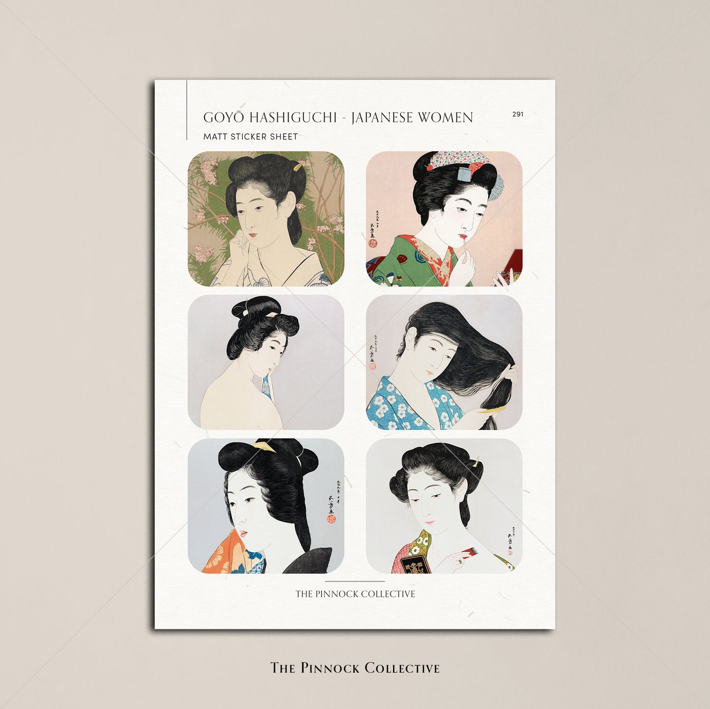 Goyō Hashiguchi Japanese Women Sticker Sheet