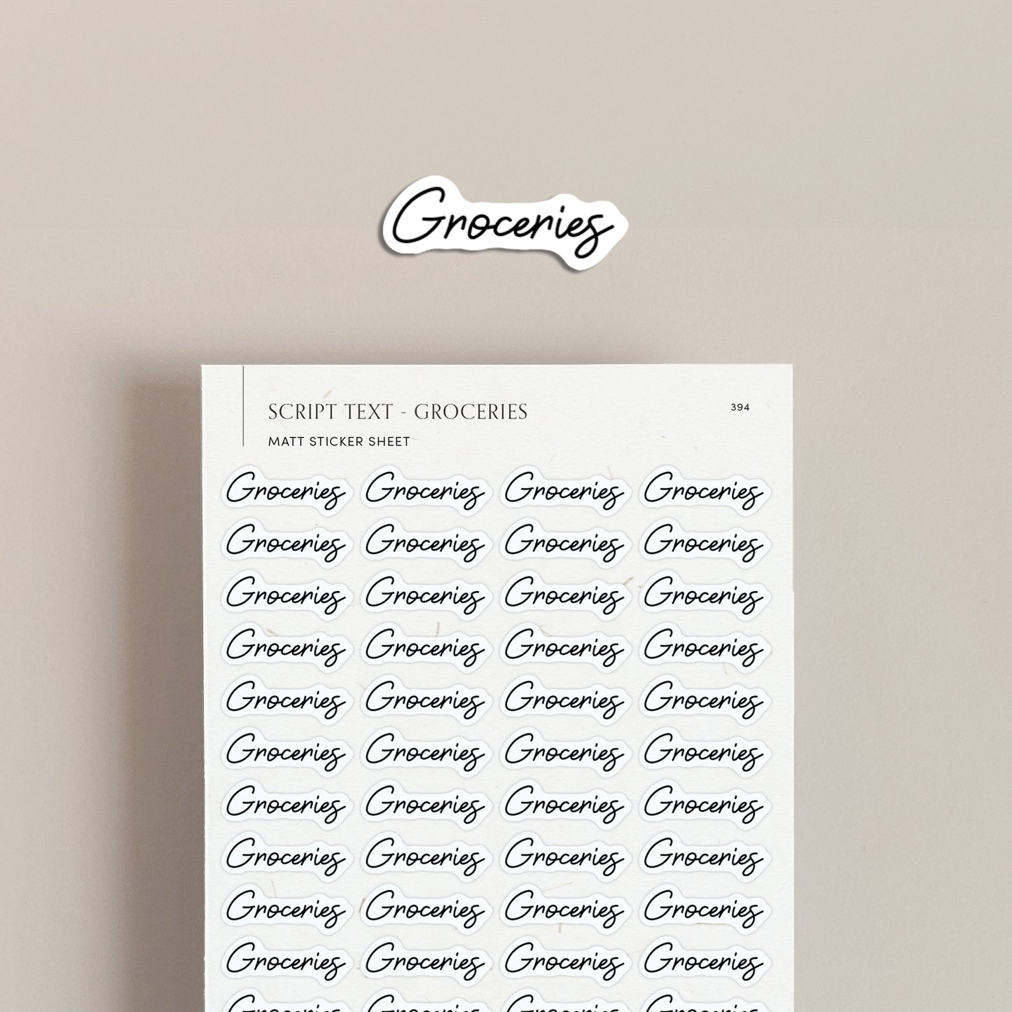 Groceries Script Text Sticker Sheet