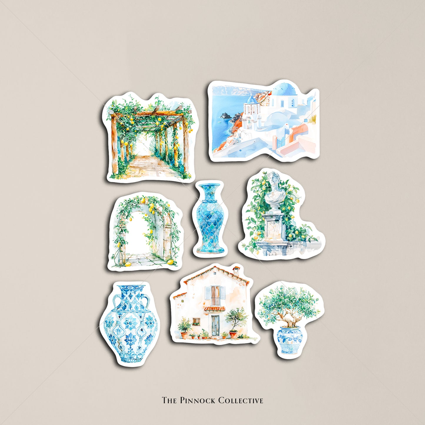 Watercolour Mediterranean Architecture Sticker Sheet