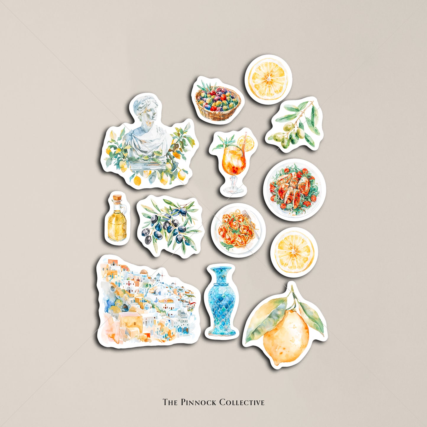 Watercolour Mediterranean Holiday Sticker Sheet