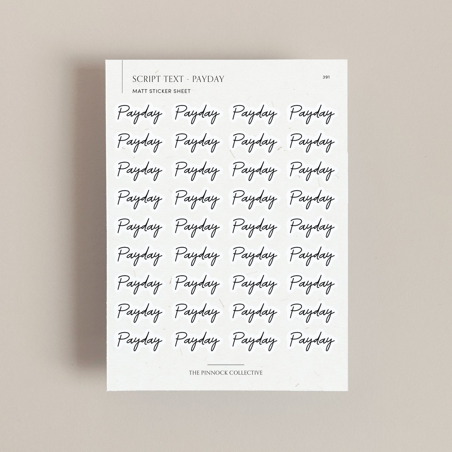 Payday Script Text Sticker Sheet