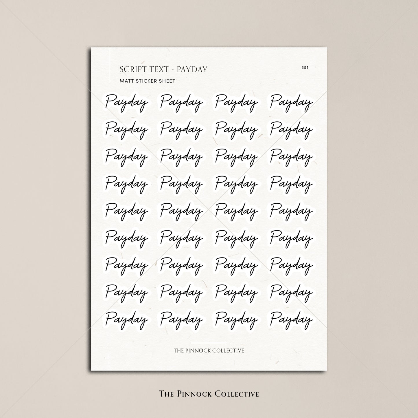 Payday Script Text Sticker Sheet