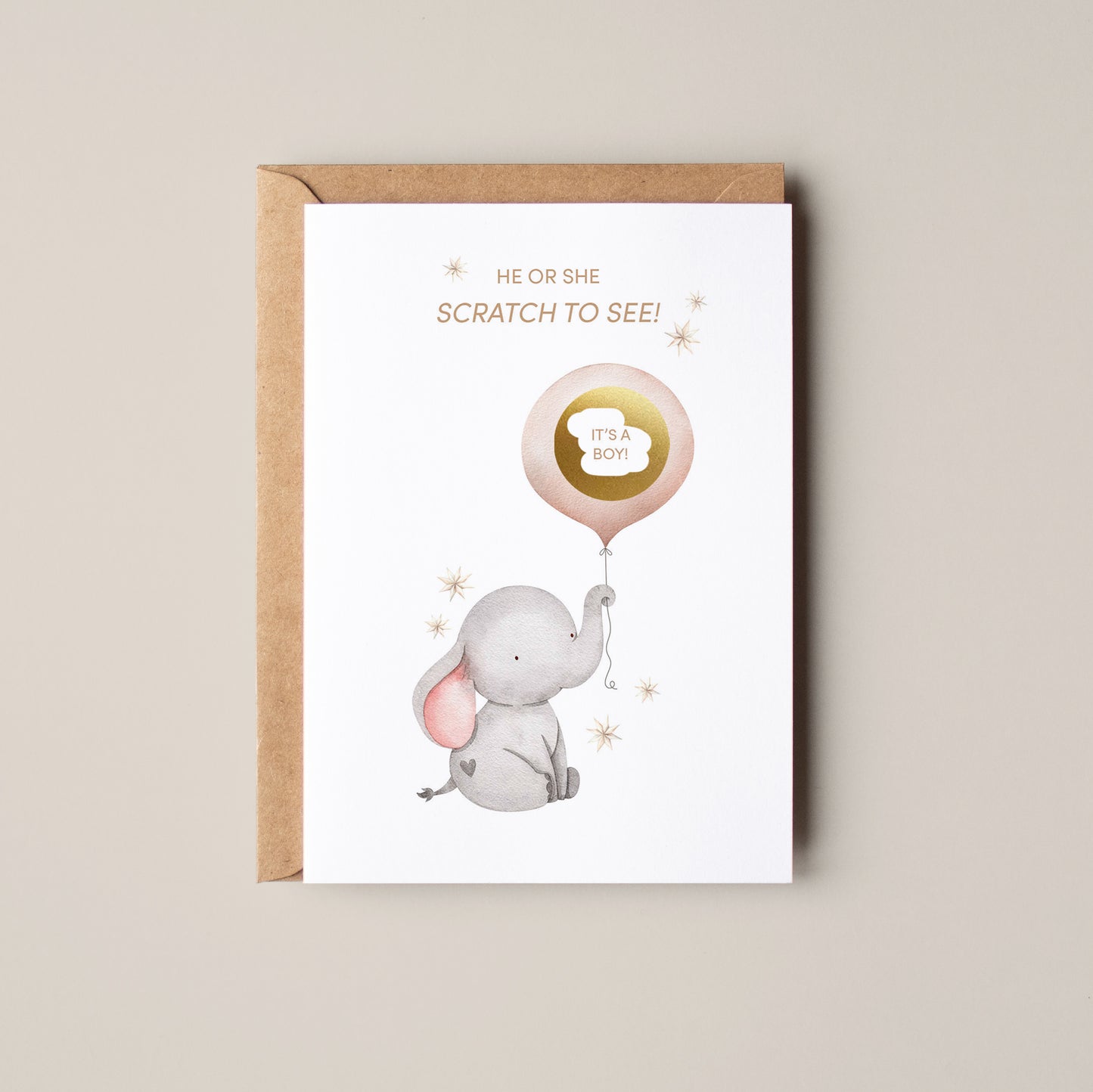 Elephant Gender Reveal Scratch Card