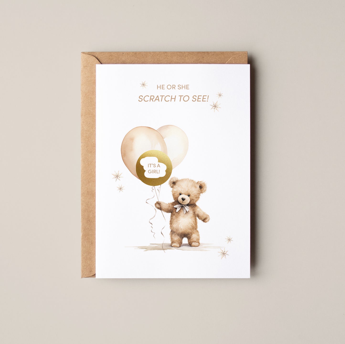 Teddy Bear Gender Reveal Scratch Card
