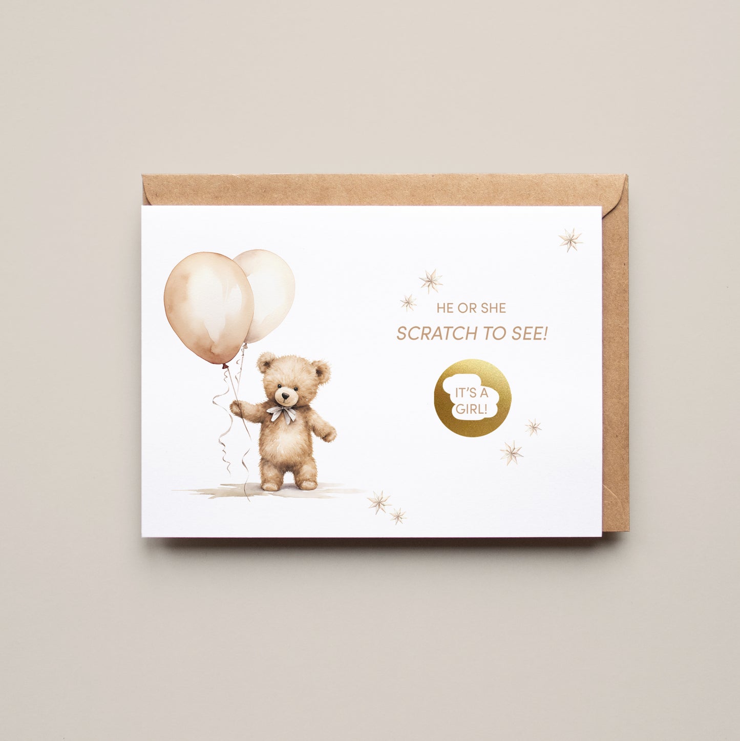 Teddy Bear Gender Reveal Scratch Card