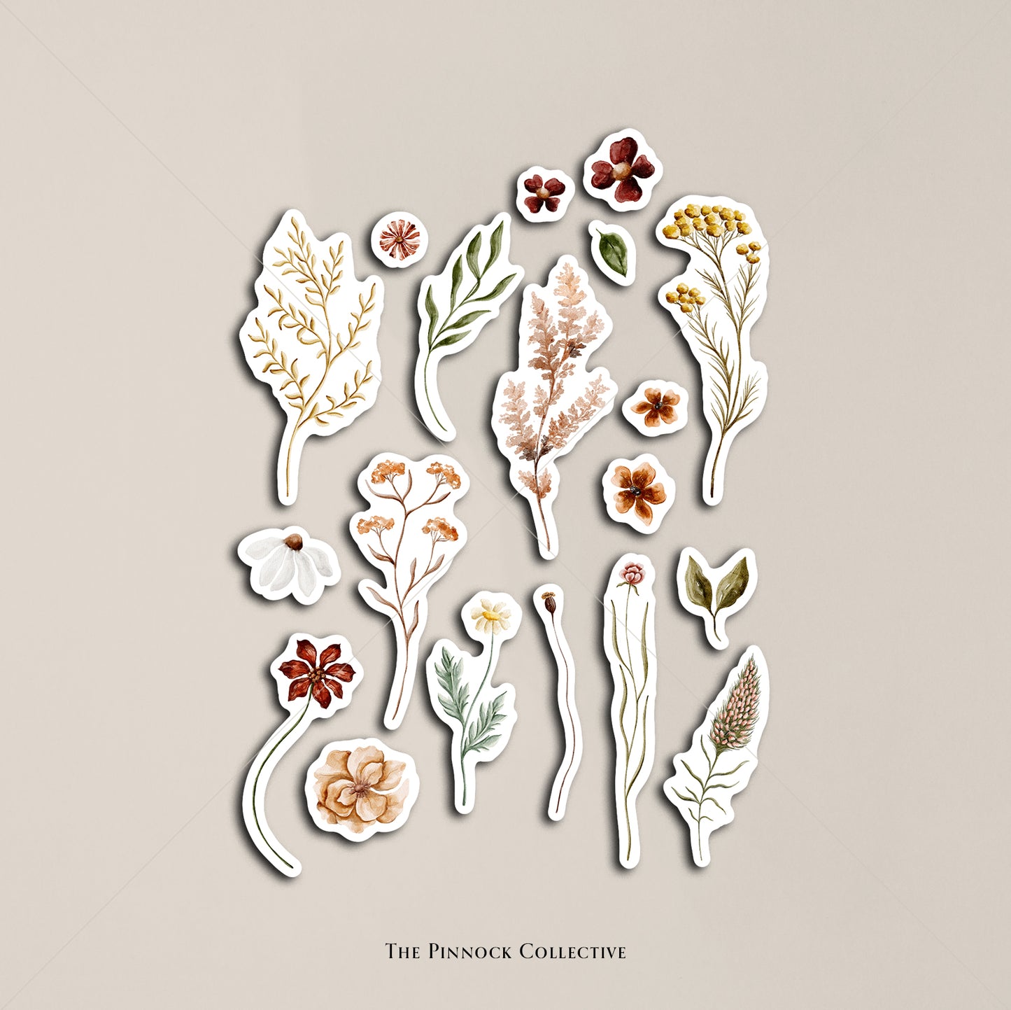 Watercolour Botanical Flowers Sticker Sheet