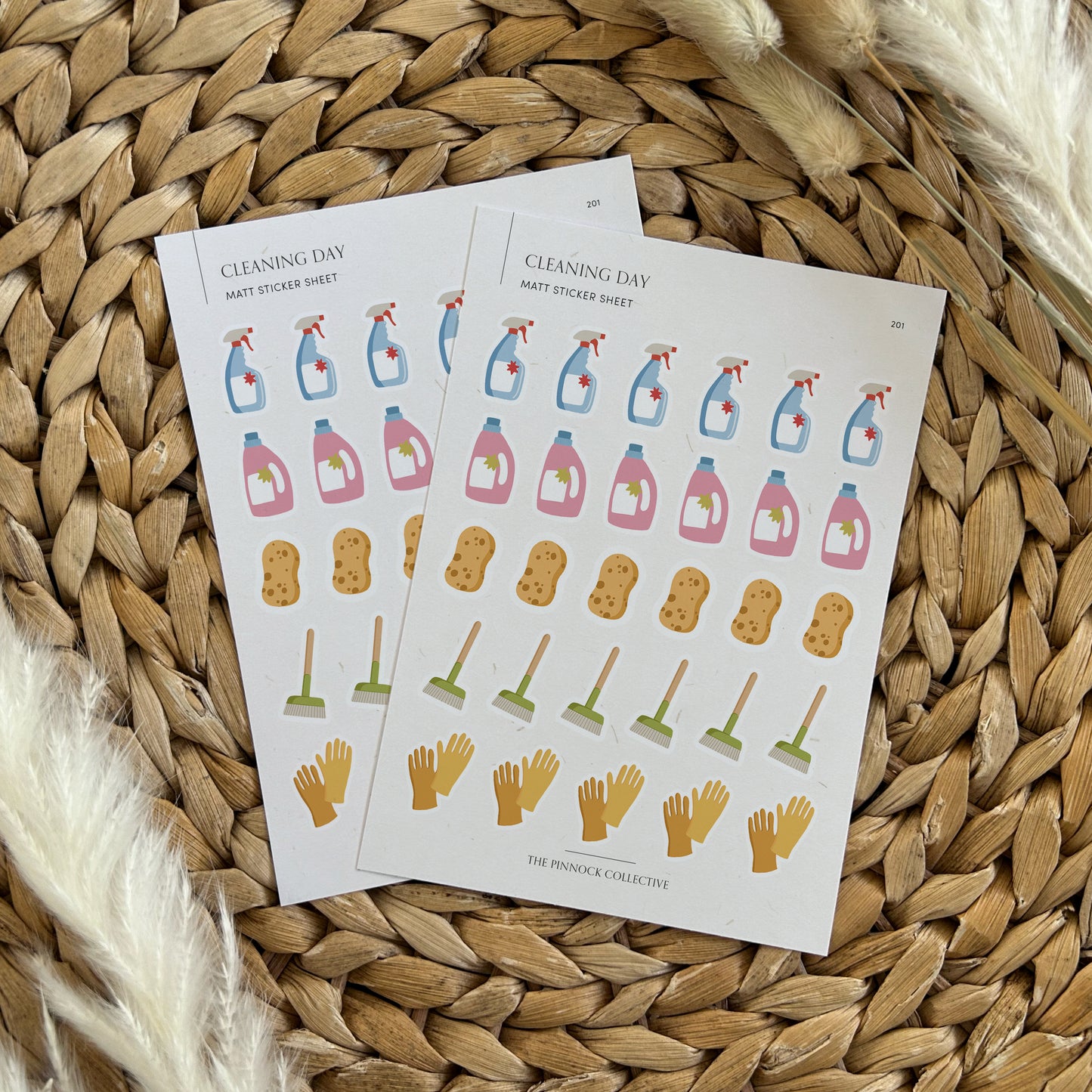 Cleaning Icons Sticker Sheet