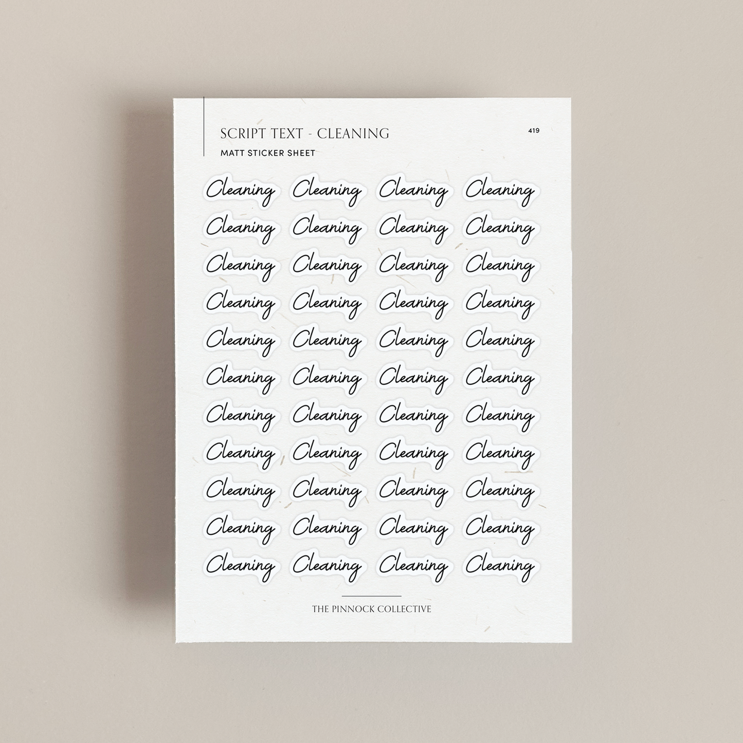Cleaning Script Text Sticker Sheet