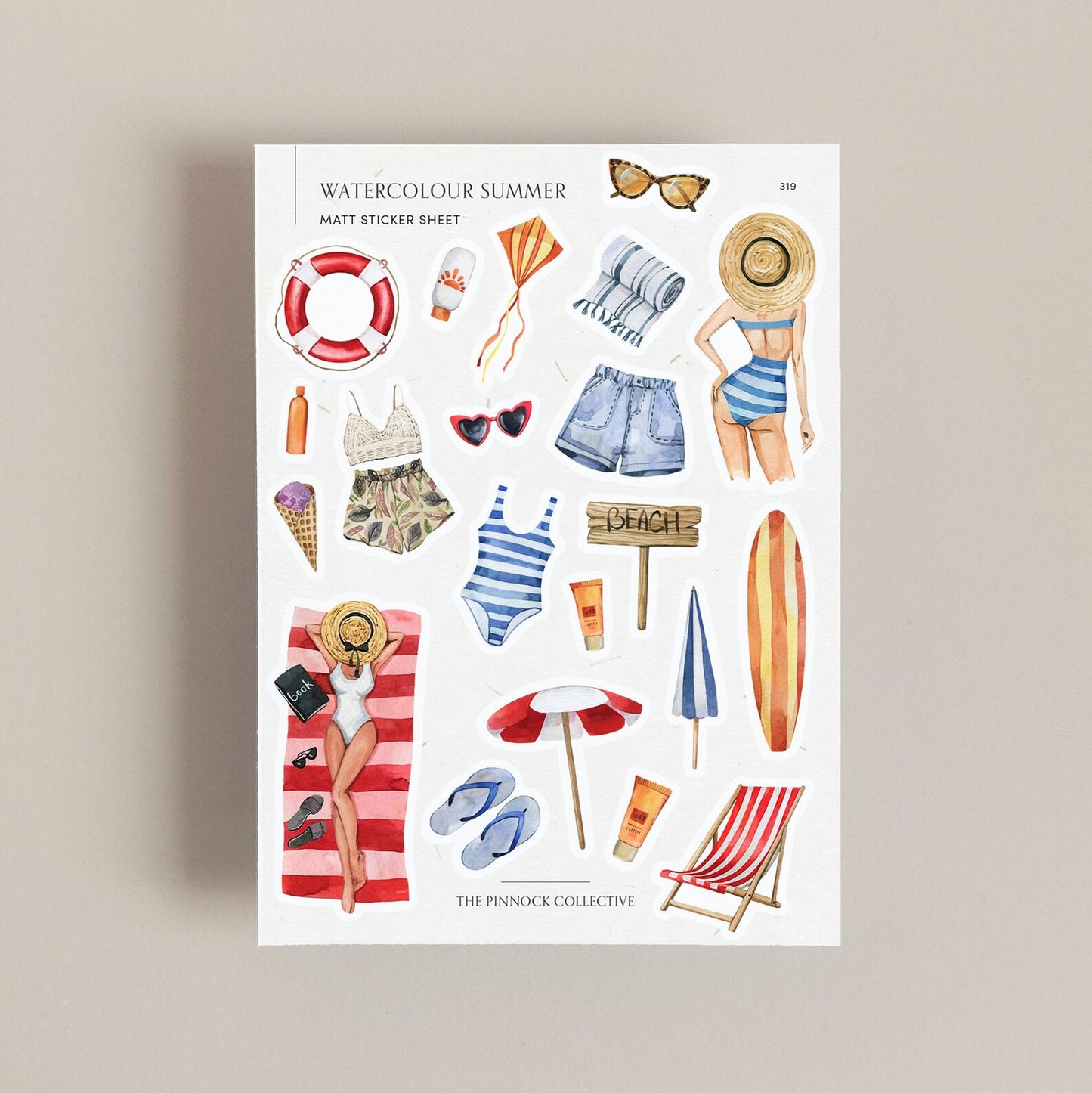 Watercolour Summer Sticker Sheet Bundle