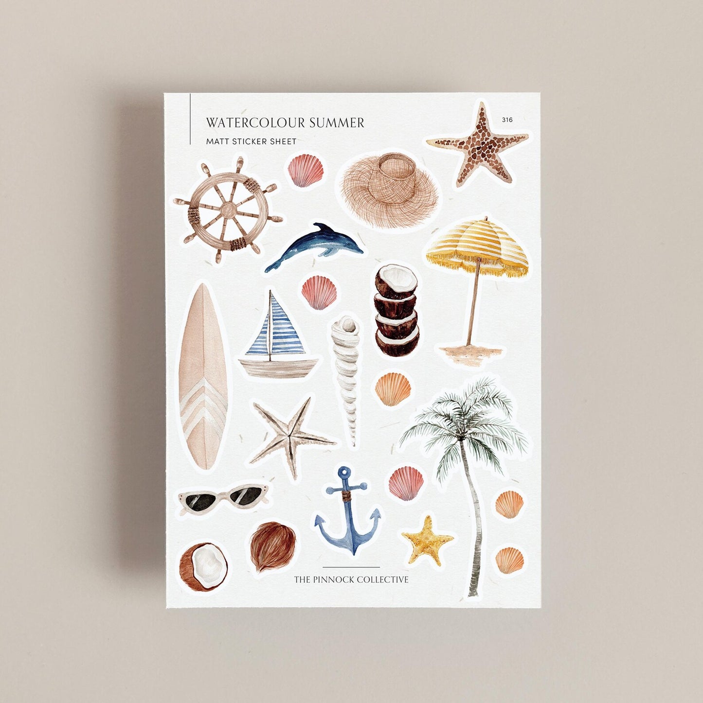 Watercolour Summer Sticker Sheet Bundle