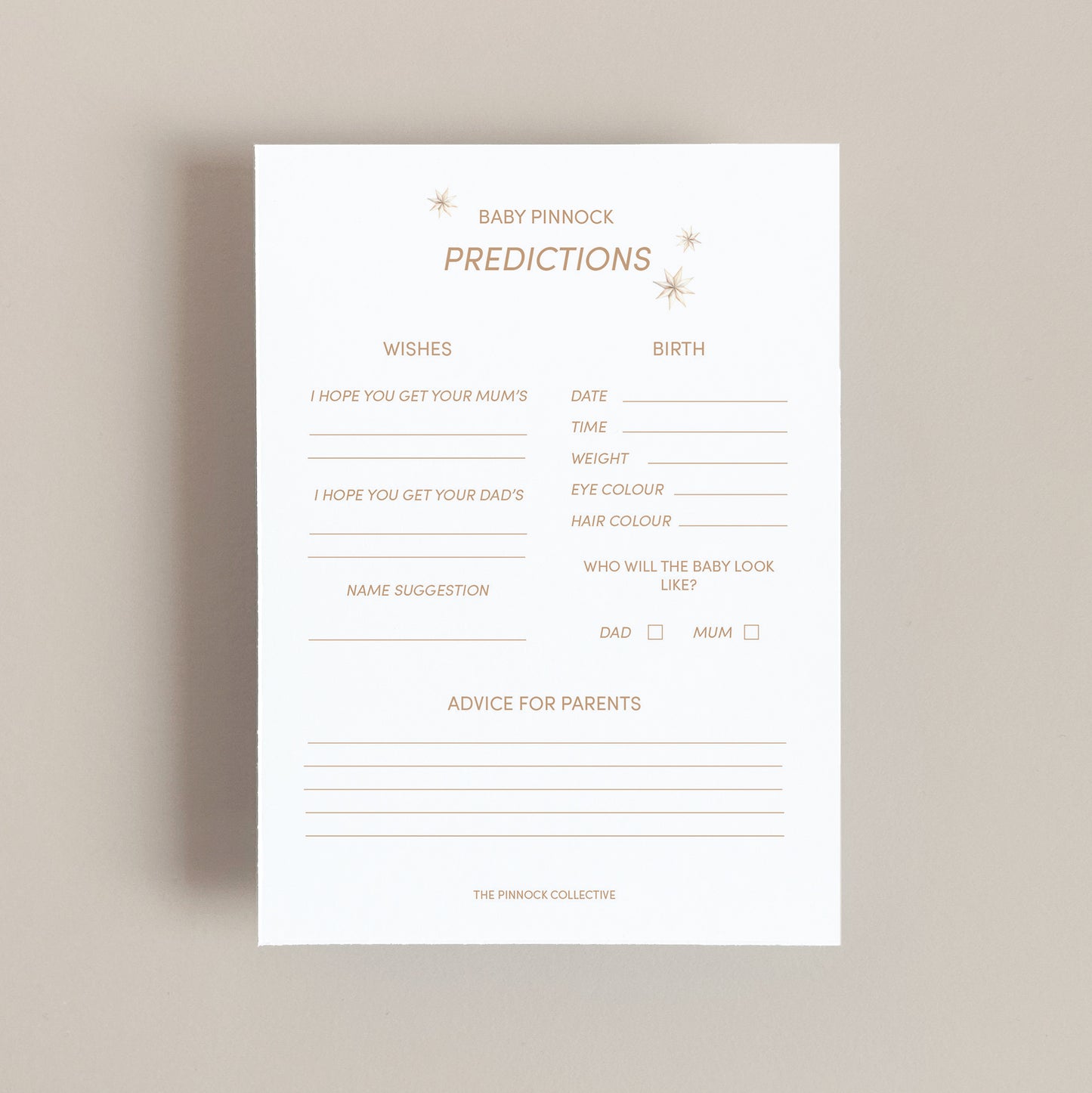 Personalised Baby Prediction Cards