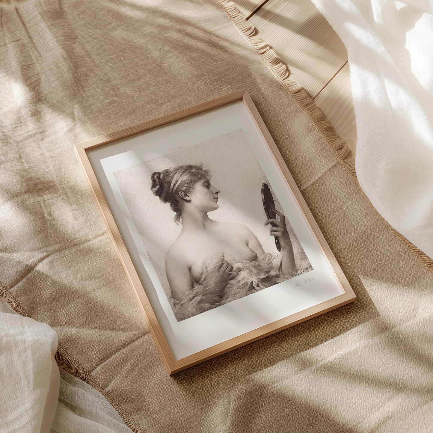 Woman in the mirror Art Print