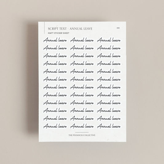 Annual Leave Script Text Sticker Sheet