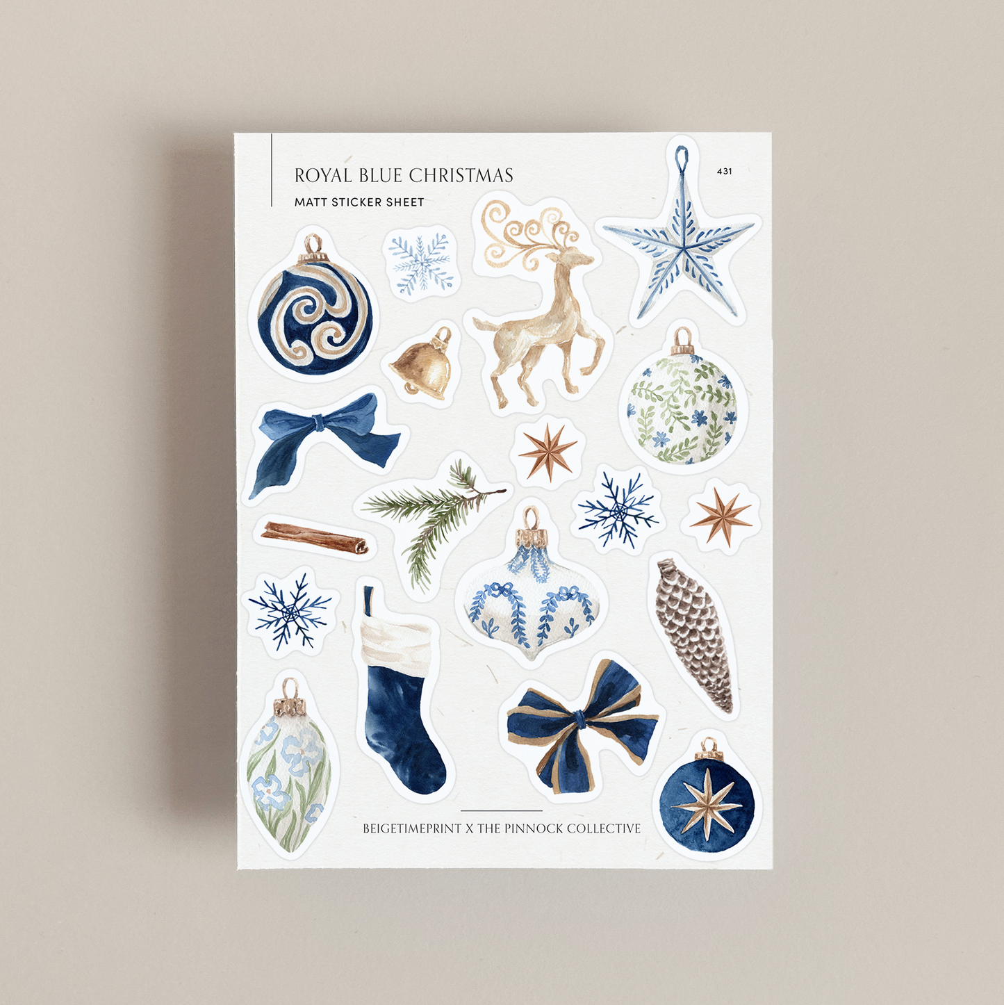Royal Blue Christmas Sticker Sheet