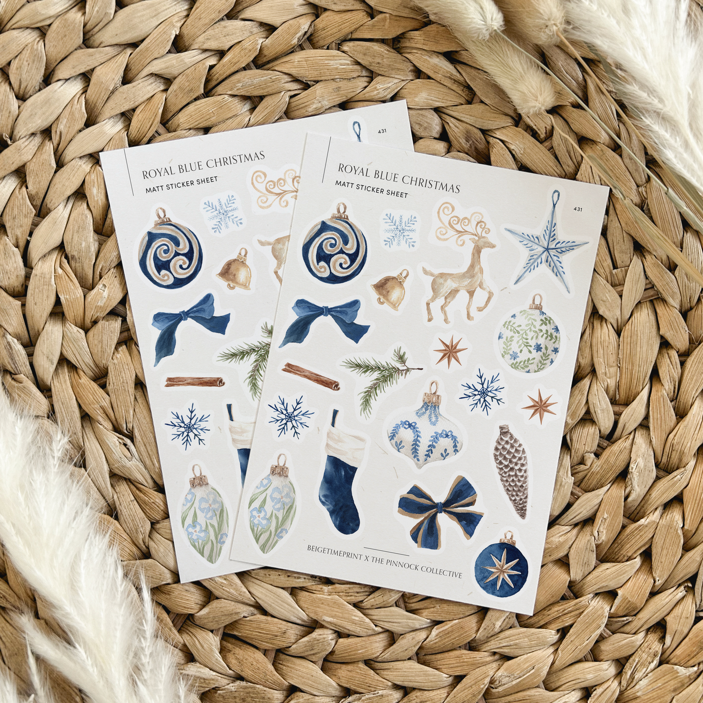 Royal Blue Christmas Sticker Sheet
