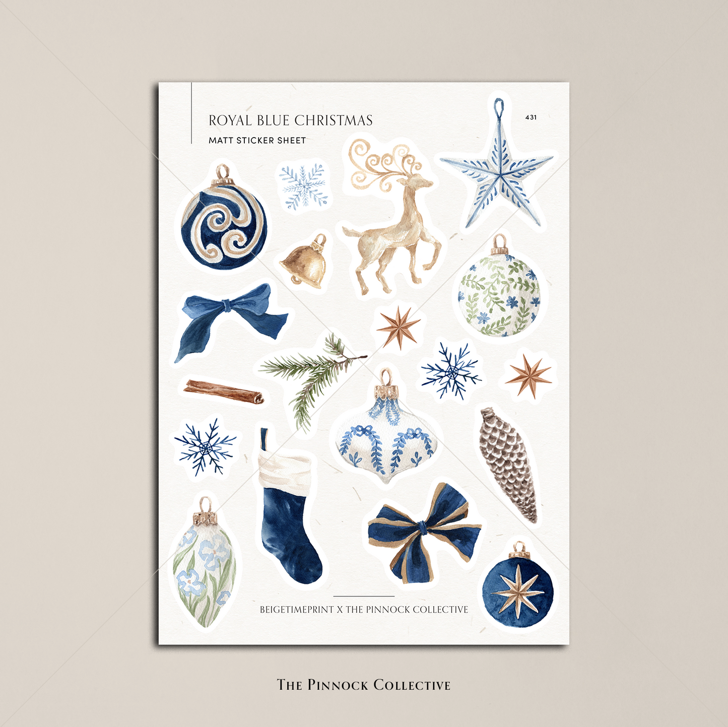 Royal Blue Christmas Sticker Sheet