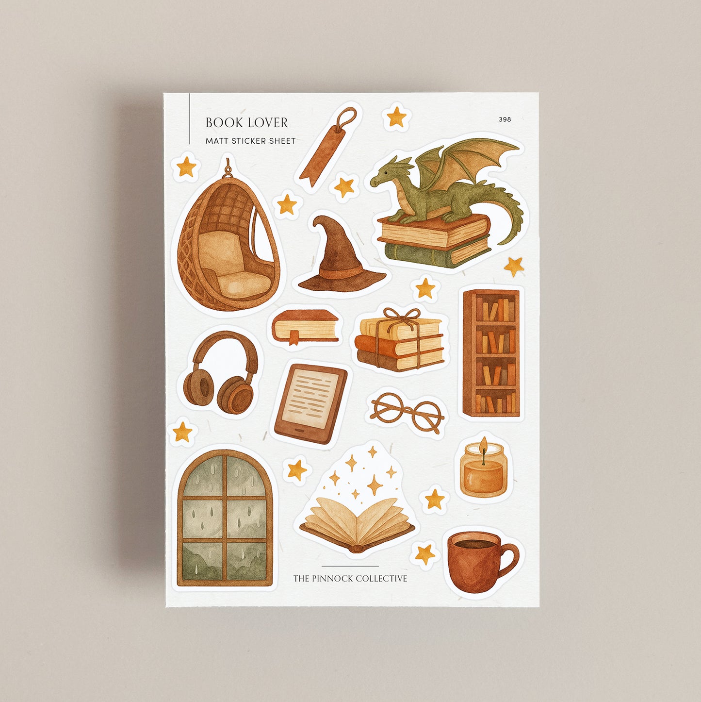 Watercolour Book Lover Sticker Sheet