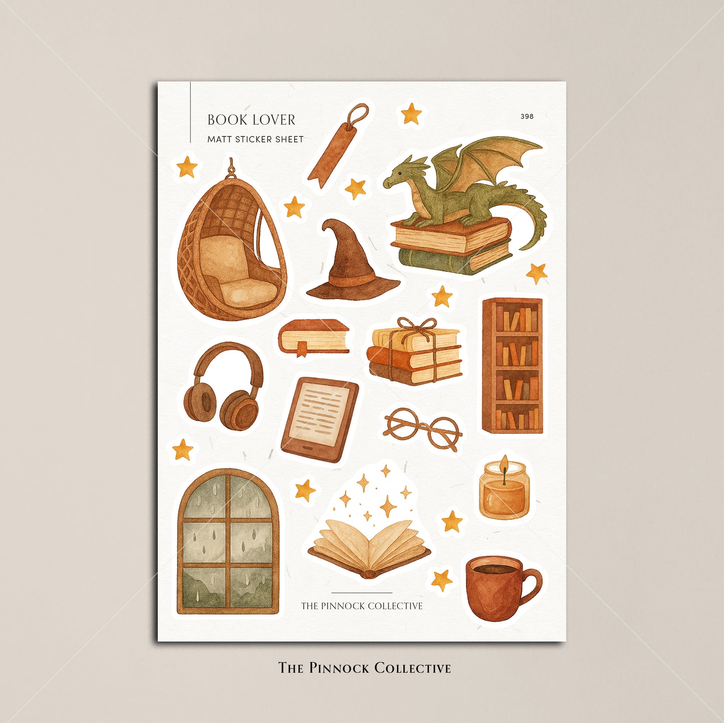 Watercolour Book Lover Sticker Sheet