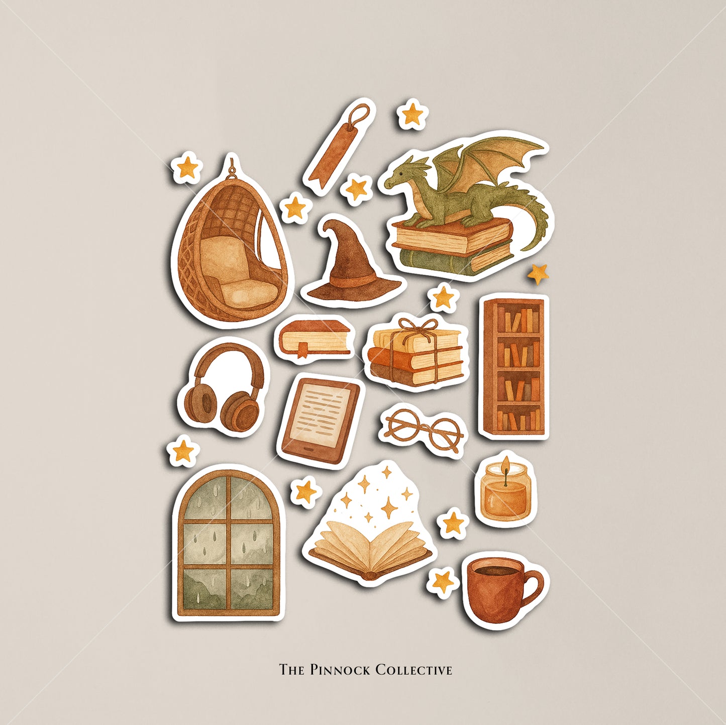 Watercolour Book Lover Sticker Sheet