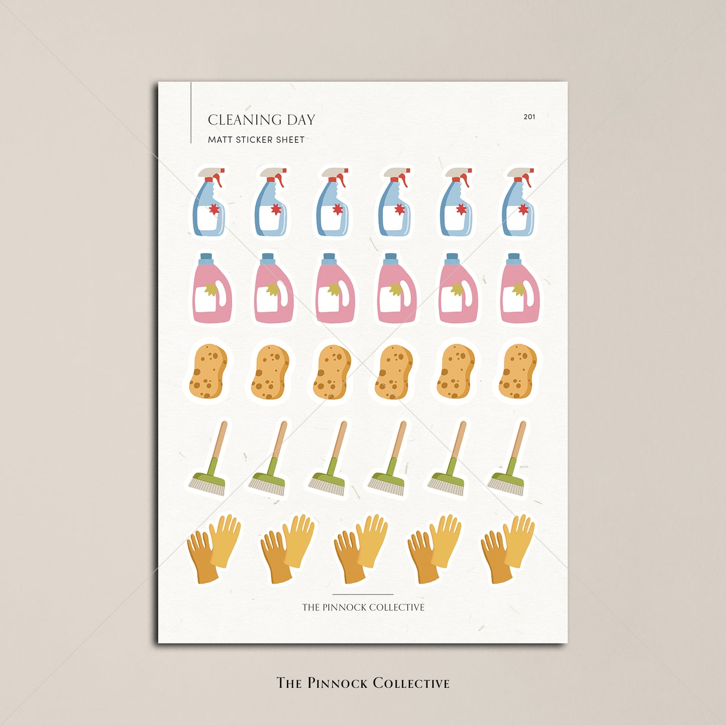 Cleaning Icons Sticker Sheet
