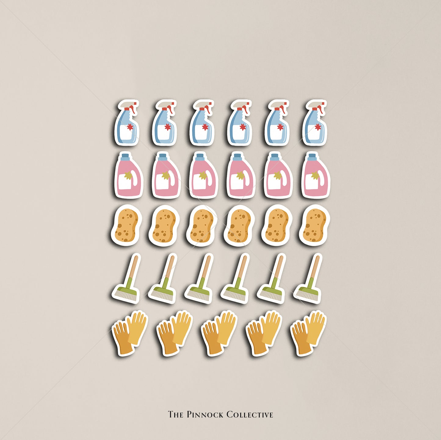 Cleaning Icons Sticker Sheet