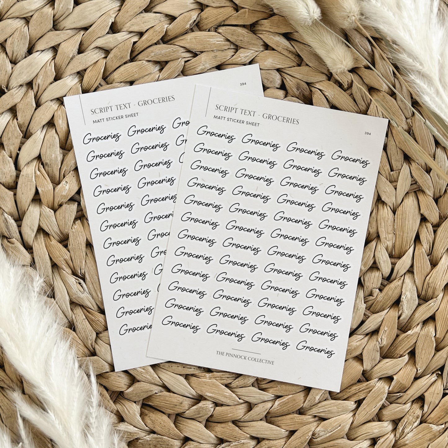 Groceries Script Text Sticker Sheet