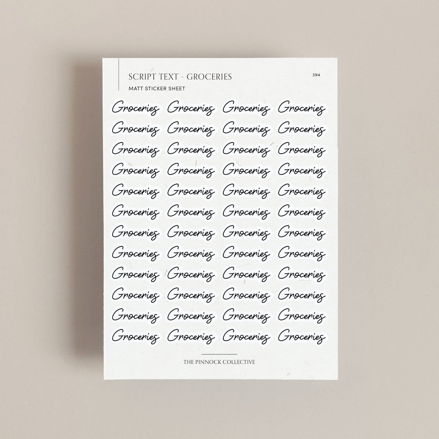 Groceries Script Text Sticker Sheet