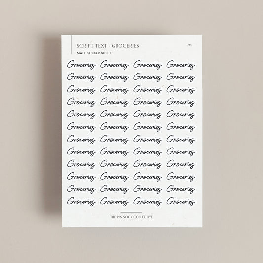 Groceries Script Text Sticker Sheet