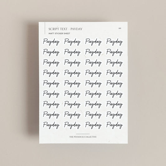 Payday Script Text Sticker Sheet