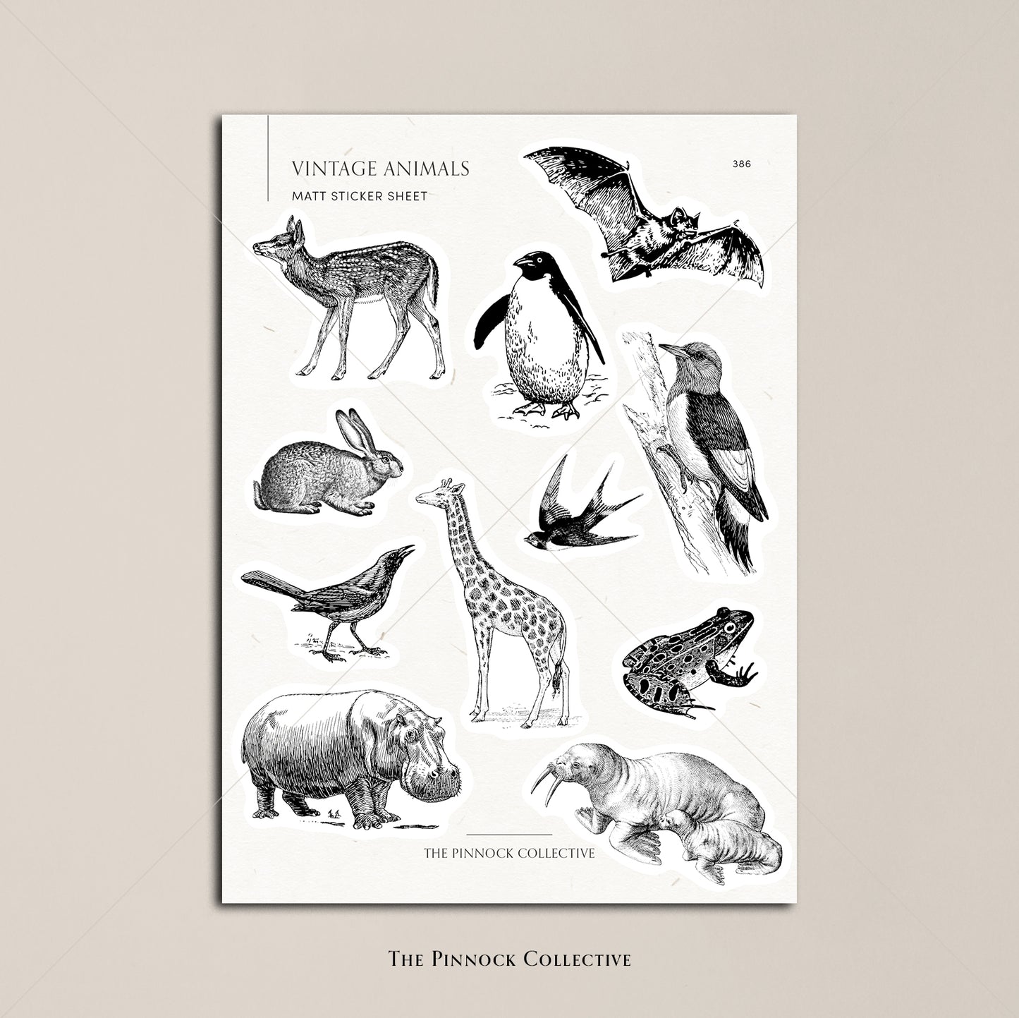Vintage Animals Sticker Sheet