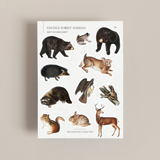 Vintage Forest Animals Sticker Sheet