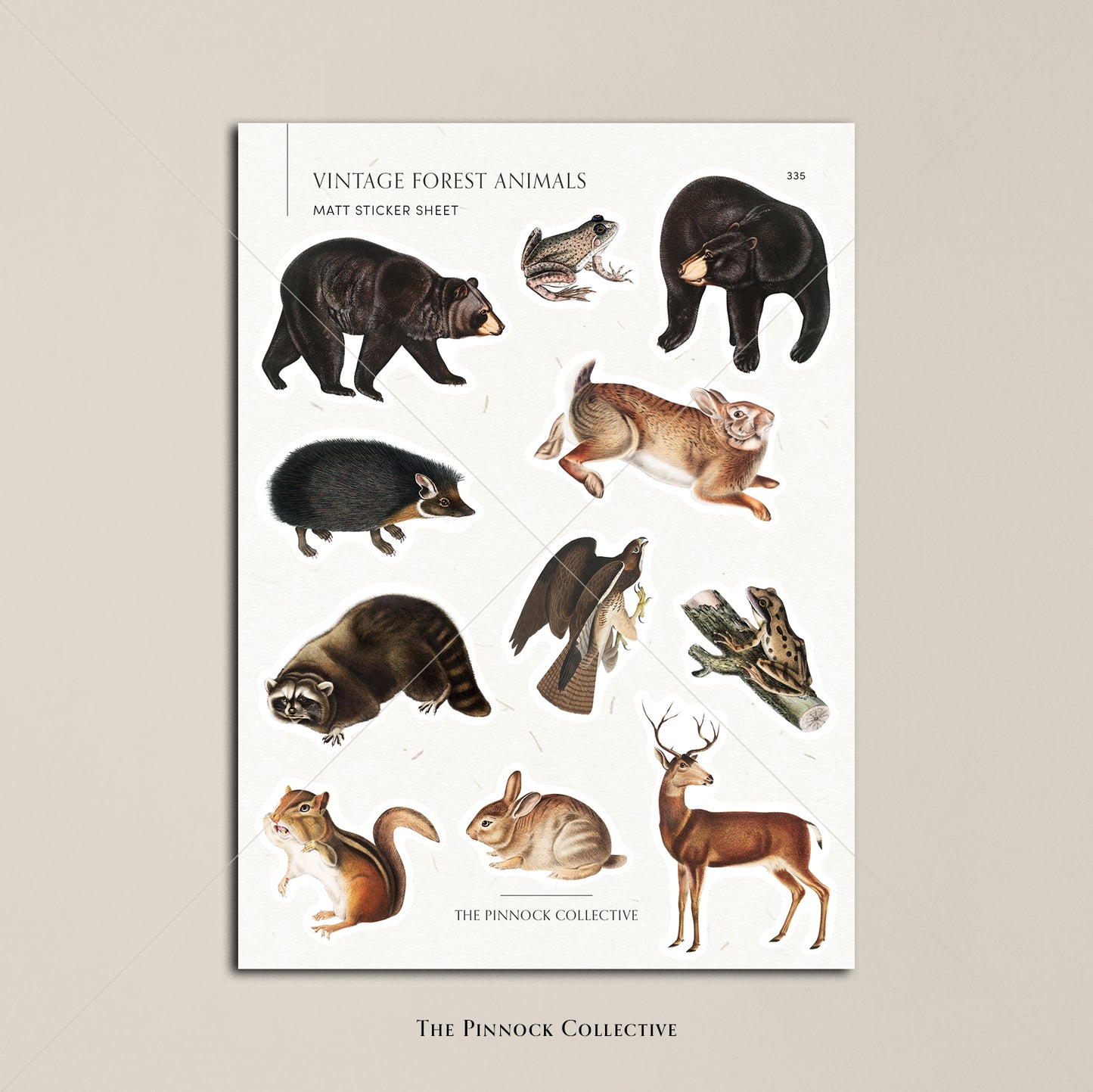 Vintage Forest Animals Sticker Sheet