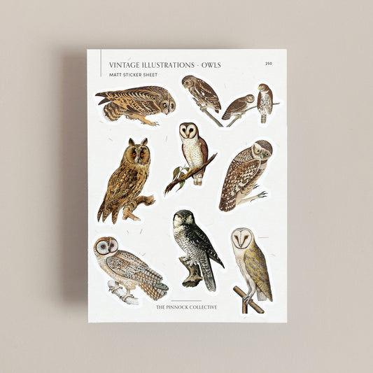 Vintage Owls Sticker Sheet