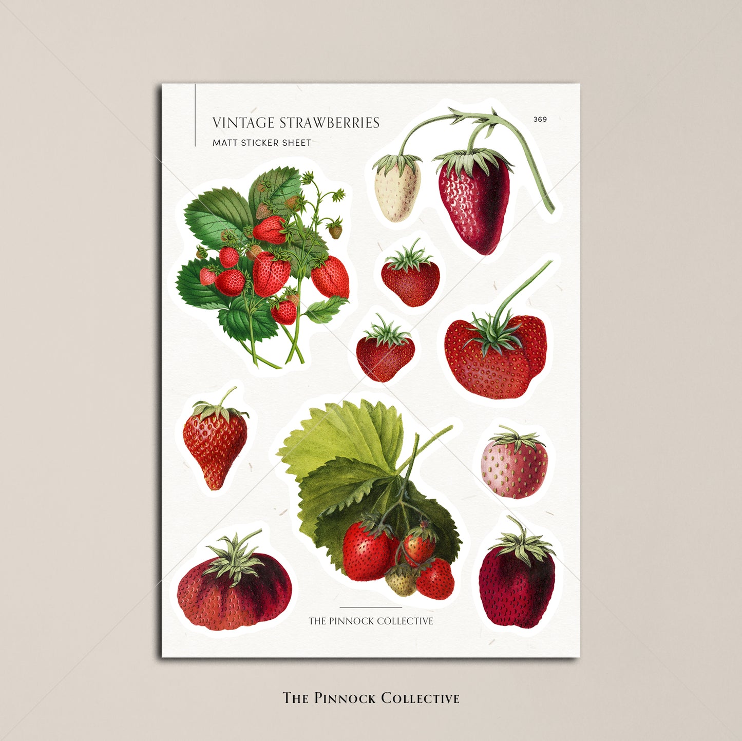 Vintage Strawberries Sticker Sheet