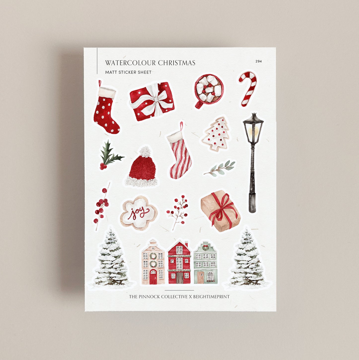 Watercolour Christmas Sticker Sheet