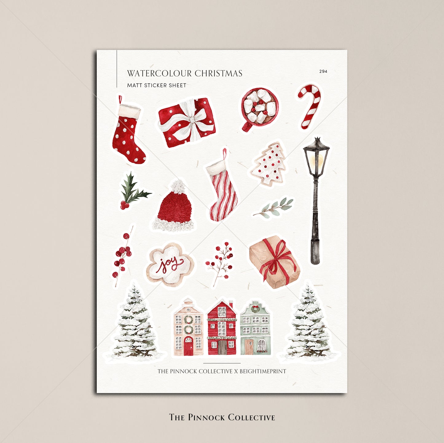Watercolour Christmas Sticker Sheet