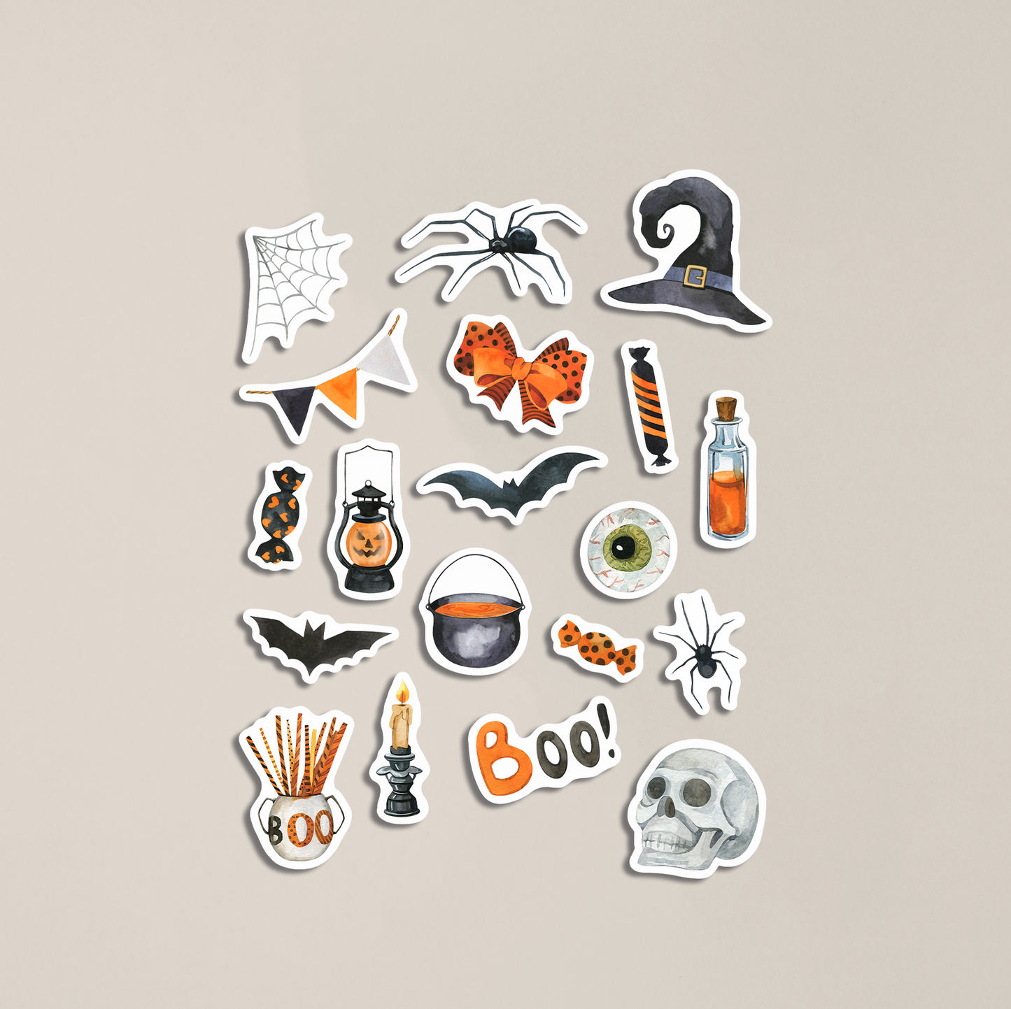 Watercolour Halloween Sticker Sheet