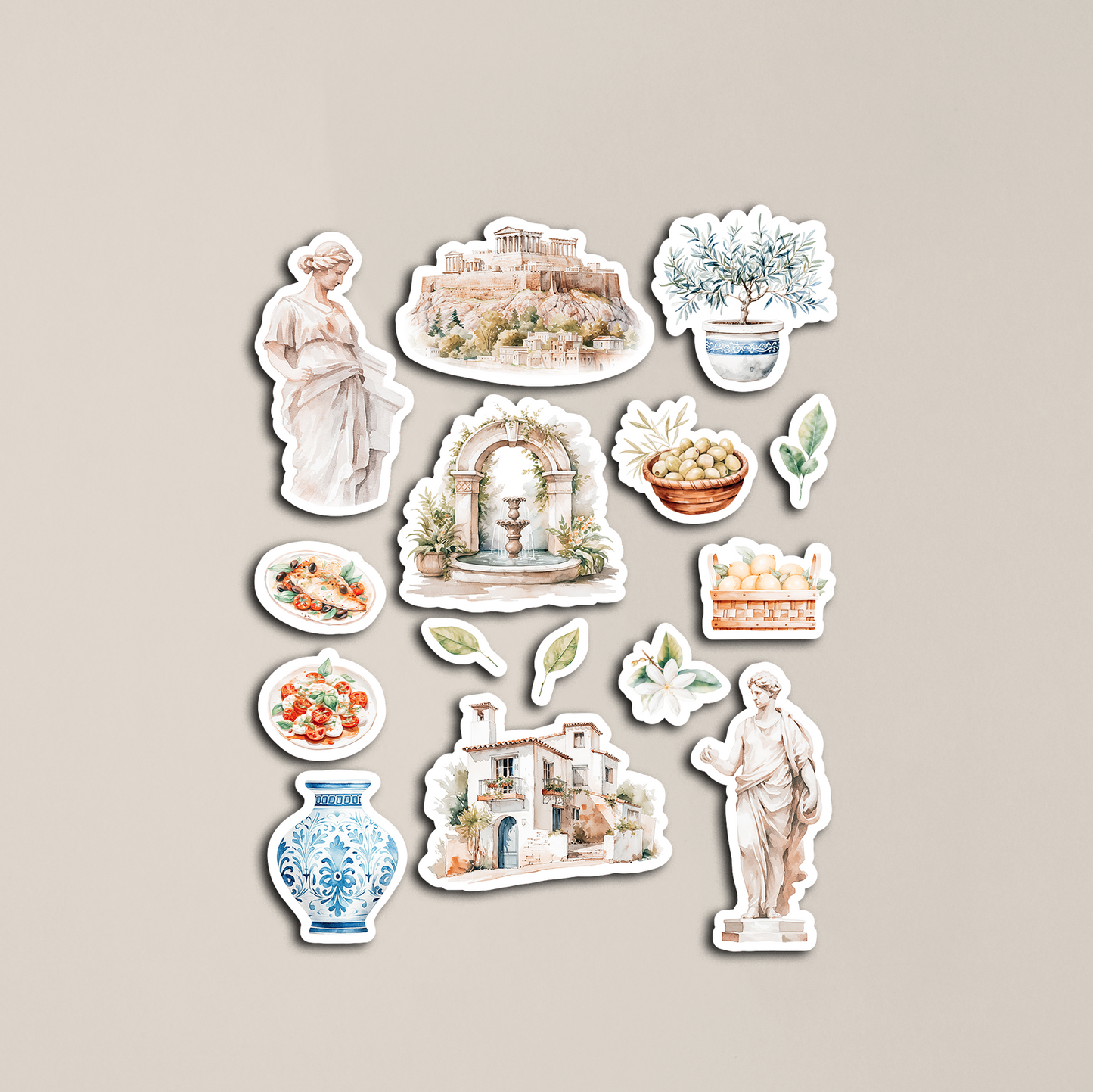 Watercolour Greece Sticker Sheet