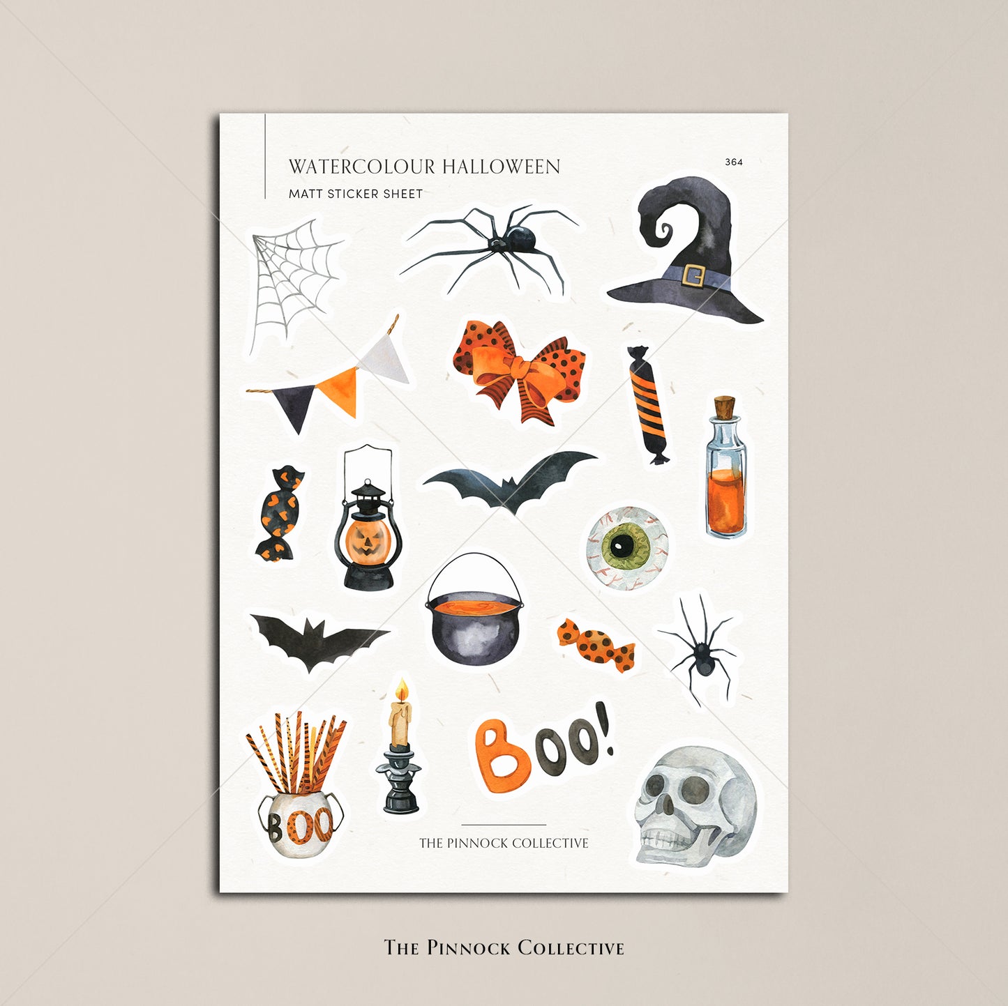 Watercolour Halloween Sticker Sheet