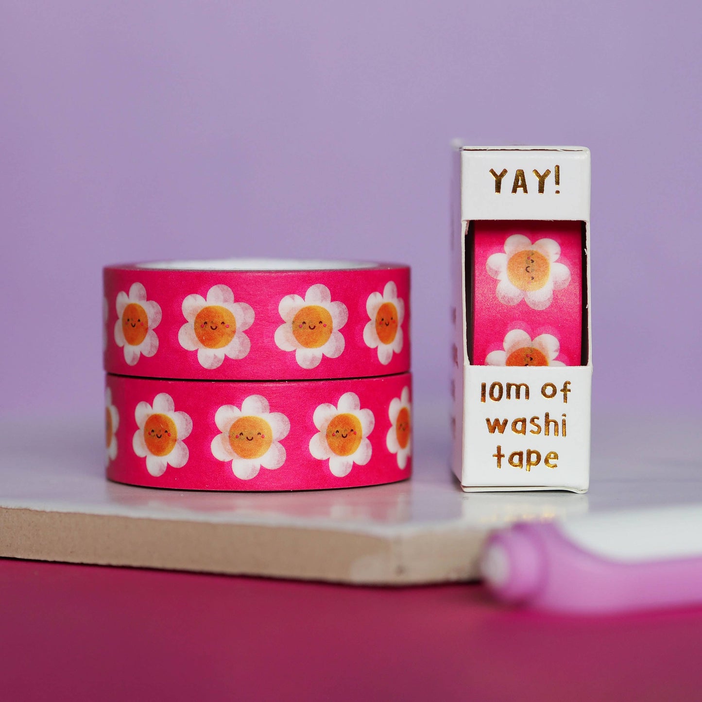 Pink Daisies Floral Washi Tape