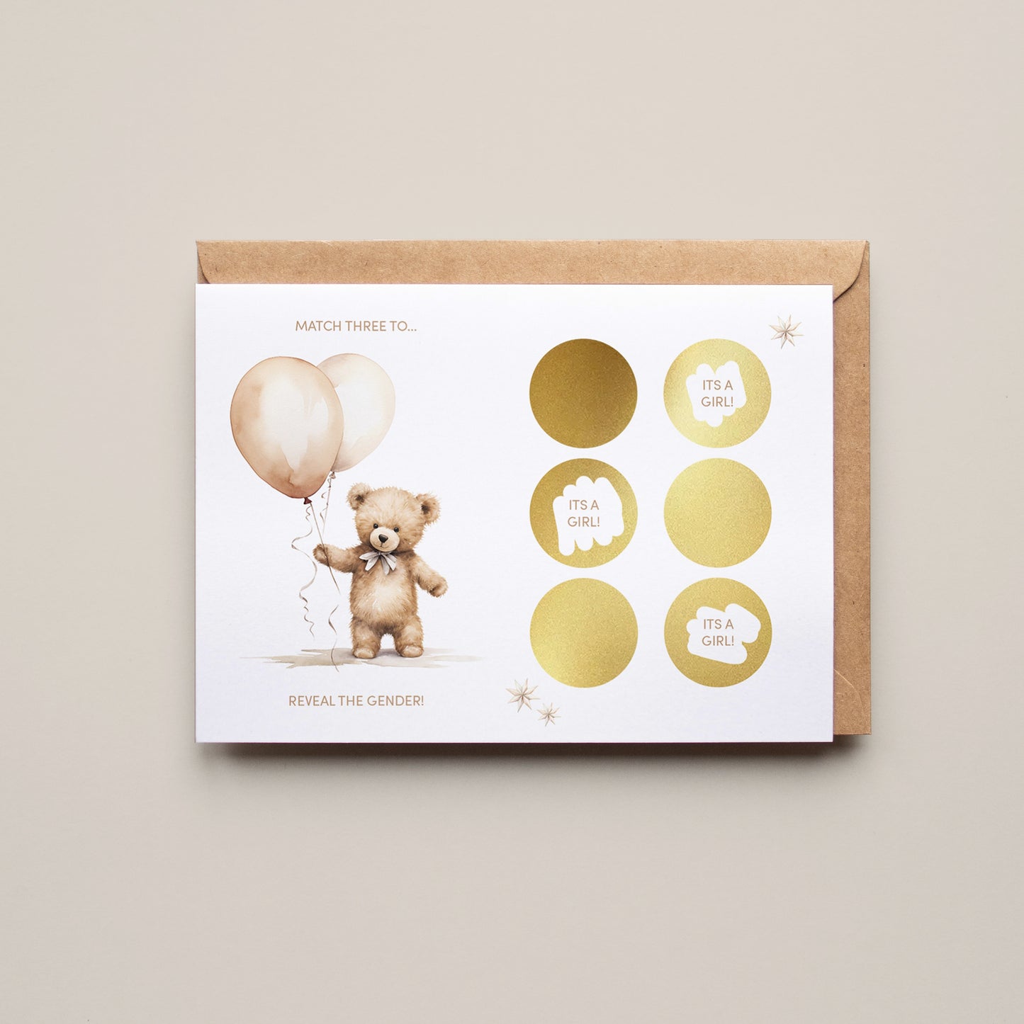 Teddy Bear Gender Reveal Scratch Card