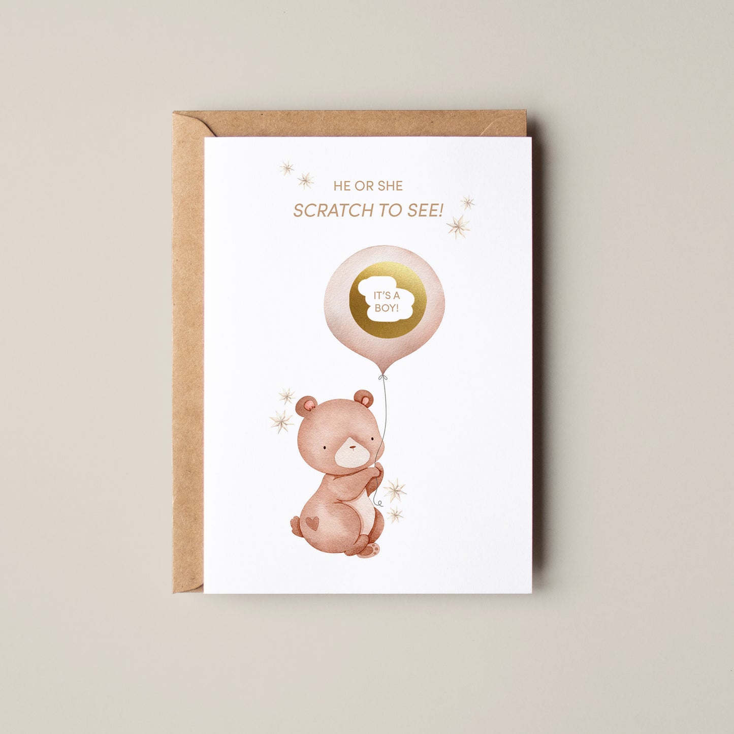Teddy Bear Gender Reveal Scratch Card