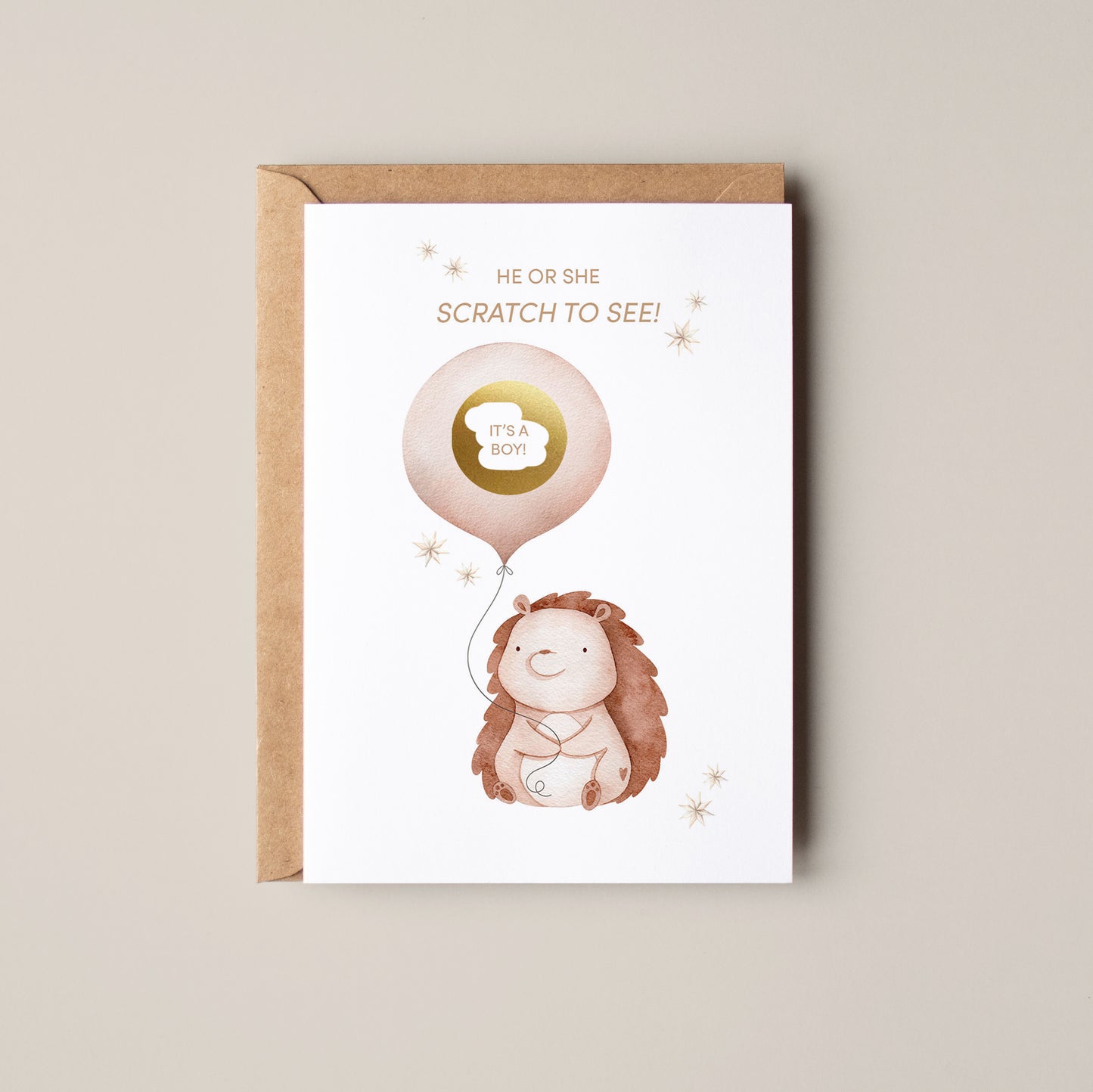 Hedgehog Gender Reveal Scratch Card