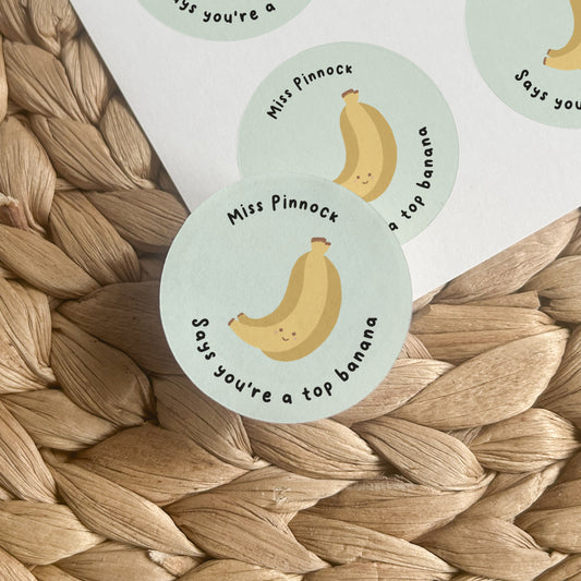 Banana themed personalised Teacher Sticker