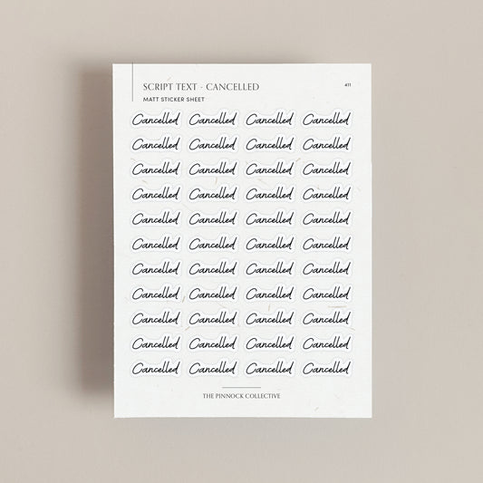 Cancelled Script Text Sticker Sheet